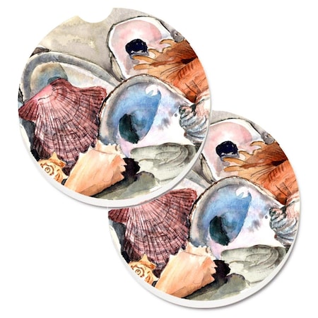 Carolines Treasures Sea Shells Set of 2 Cup Holder Car Coaster 8619CARC